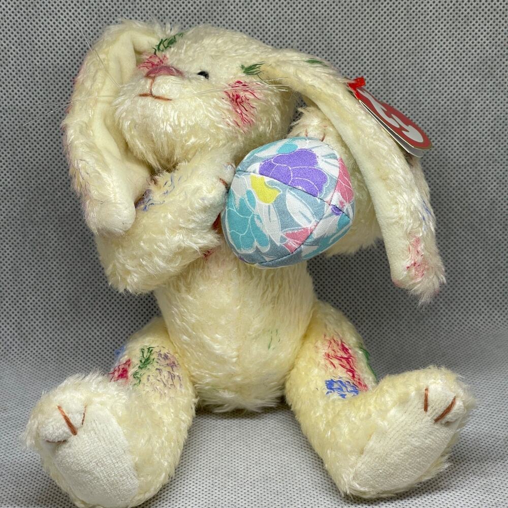 1993 Ty Attic Treasures - Georgia The Rainbow Easter Bunny Rabbit Jointed 8"